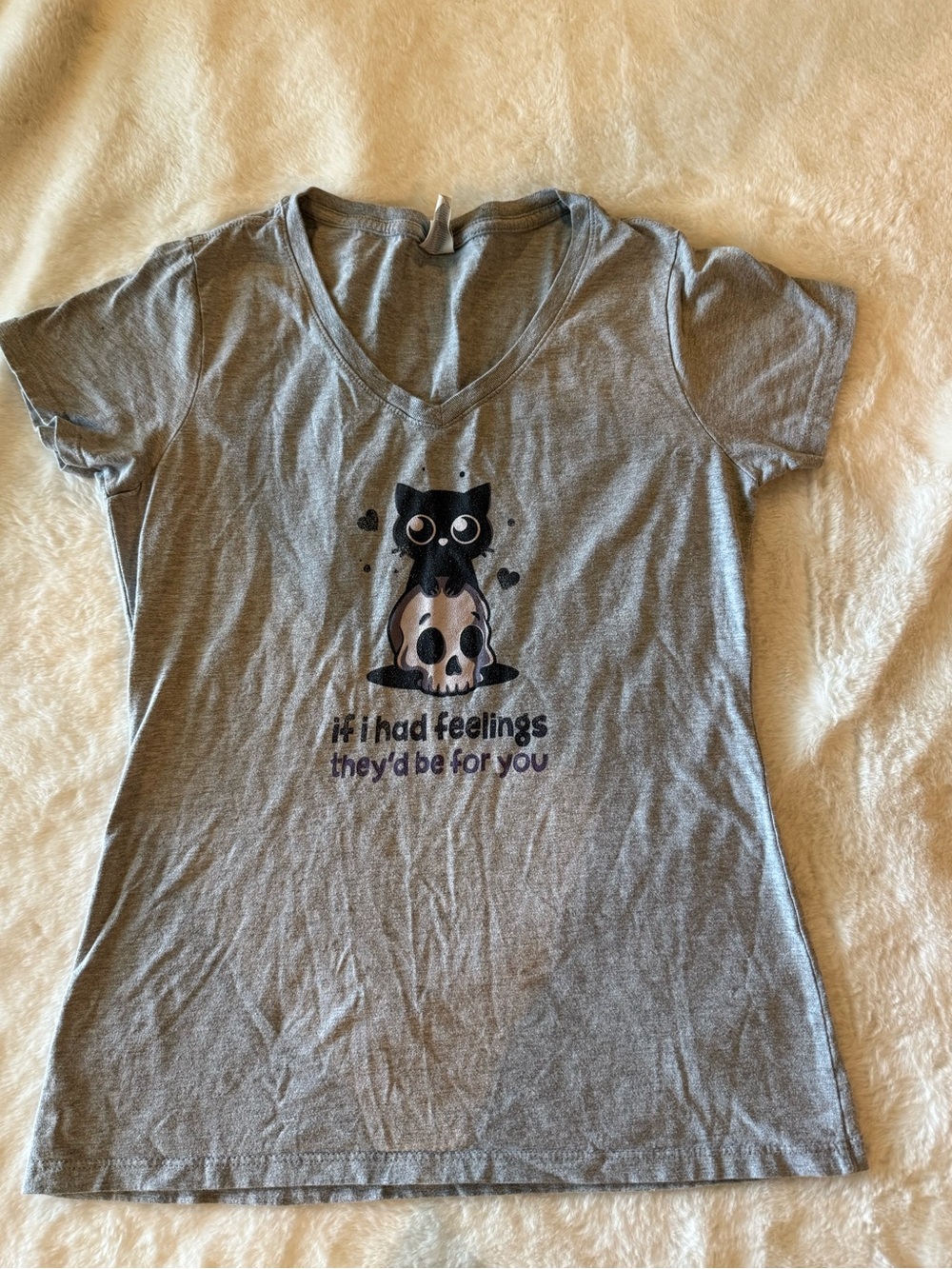 Gray Cat Graphic T-Shirt - If I Had Feelings Design